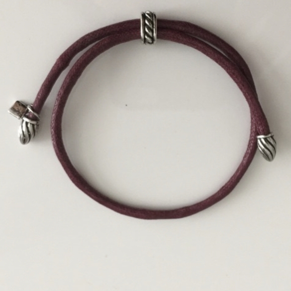 David Yurman leather and silver Adjustable Bracelet DY authentic - Picture 3 of 5